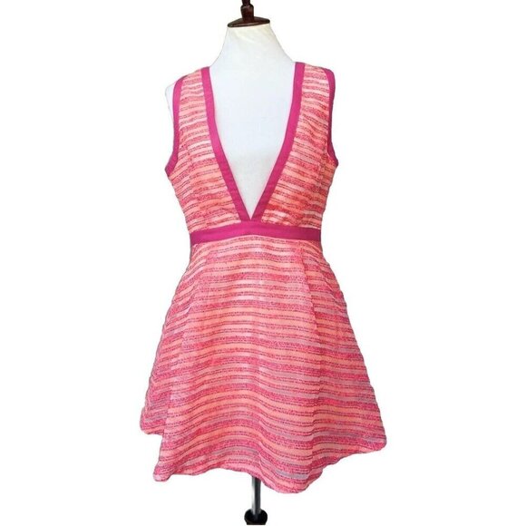 Nasty Gal Women's Coral Plunging Strappy Mini Dress Size L - Picture 2 of 16